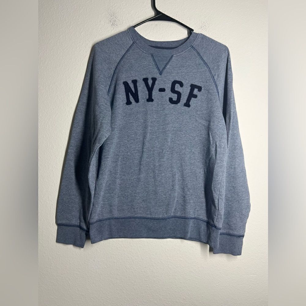 Vintage Old Navy NY-SF Fleece Logo Crewneck SweatShirt Blue Size SP
